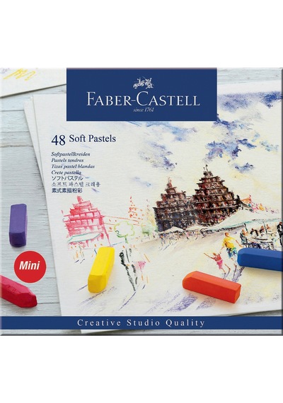 Faber-Castell Creative Studio Mini Toz Pastel Boya (SOFT), 48 Renk, Yarım Boy, Parlak Ve Yoğun Renkler