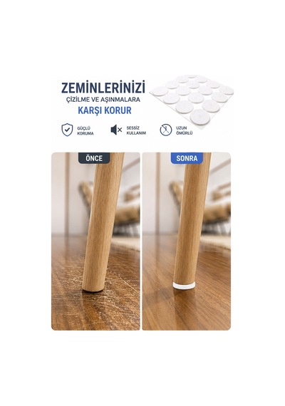 Yuvarlak Keçe Mobilya Ayağı Koruyucu Yapışkanlı Zemin Çizik Önleyici 26 Mm Çok Renkli