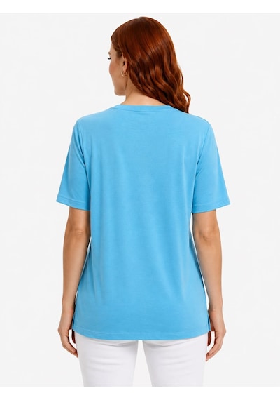 Neden Tekstil Kadın V Yaka Mavi Regular T-shirt
