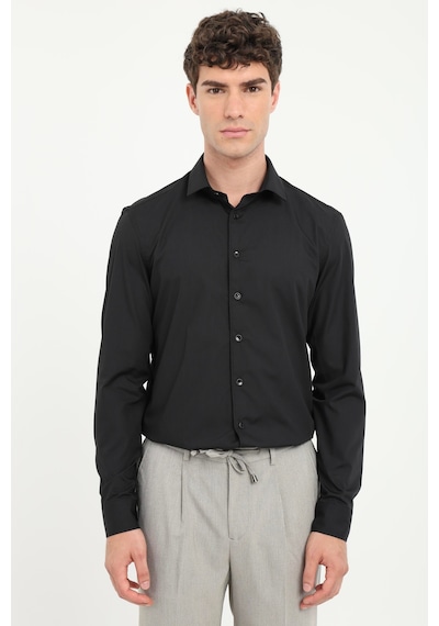Dufy Erkek Slim Fit Uzun Kol Siyah Gömlek-25811 SİYAH