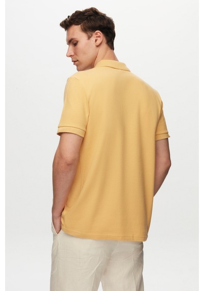 D's Damat Ds Damat Regular Fit Açık Sarı %100 Pamuklu Uzun Ömürlü Kıvrılmaz Polo Yaka Nakışlı T-shirt 4hc14ort51000 502