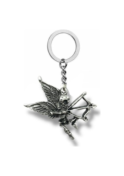 İskelet Eros Figürlü Unisex Metal Anahtarlık Gotik Aşk Ve Karanlık Romantizm Temalı Aksesuar