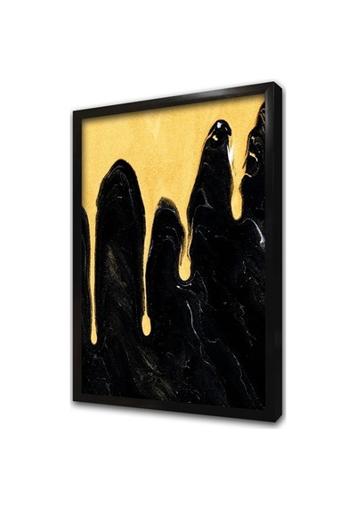 Sarı Siyah Soyut Iı Çerçeveli Mdf Tablo-172252