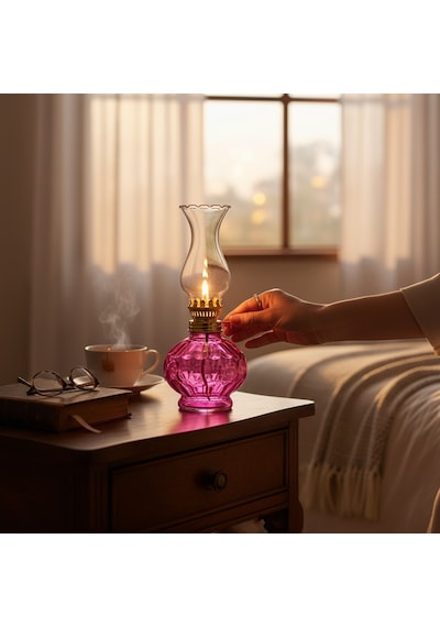 İdare Kandil Nostalji Gaz Lambası Mini Pembe Teşhir Ürün