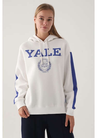 Yale Krem Baskılı Kapüşonlu Kadın Sweatshirt 5274-41167 Krem