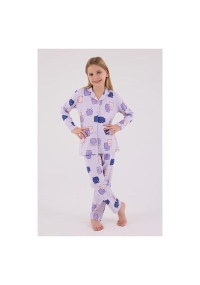 Rolypoly Kız Çocuk Gömlek Pijama Lila Mor/3-4yas