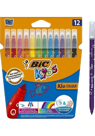 Bic Kids 12 Li Keçeli Boya Kalemi+12 Li Plastidecor Silinebilir Mum Pastel Boya