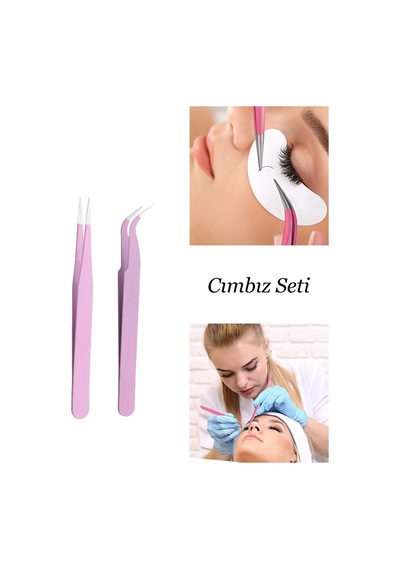 2 Adet İpek Kirpik Cımbızı Nail Art Cımbızı Kavisli Ve Düz Profesyonel Cımbız