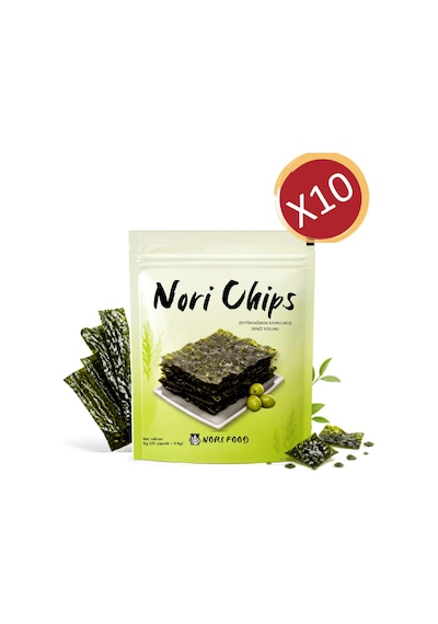 Nori Food Zeytinyağında Kavrulmuş Nori Yosun Cipsi 20 Yaprak X 0,4g 8g 10'lu Paket