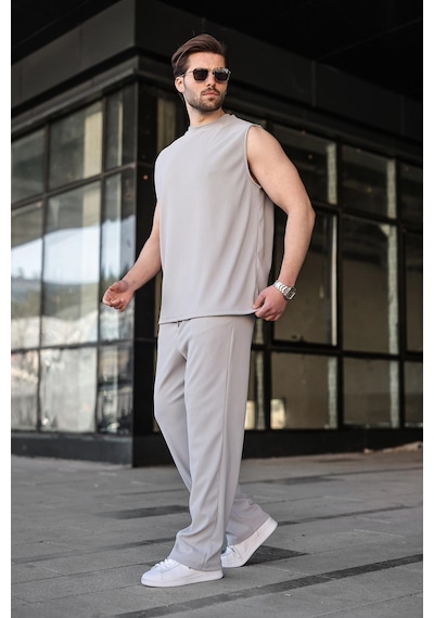 Madmext Boyalı Gri Rahat Kesim Erkek Alt Üst Takım E7353 Gri