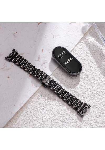 Uyumlu Mi Kordon 22mm Metal Kordon 36 Gümüş-siyah