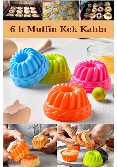 Silikon Mini Kek Kalıbı 6 Parça Muffin Kek Kalıbı