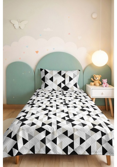 Siyah Beyaz Geometrik Genç Odası Tek Kişilik Pike Takımı-modern Gri 160x220 Cm Kapitone Yatak Örtüsü Dokulu Sis Buharı
