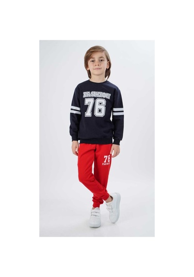 Esila Kids Fashion Baskılı Erkek Çocuk Pamuklu Örme Alt-üst Takım Lacivert
