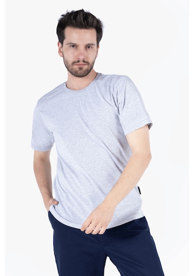 Yıldırımlar T-shirt Bisiklet Yakalı İş Tişörtü Gri Melanj