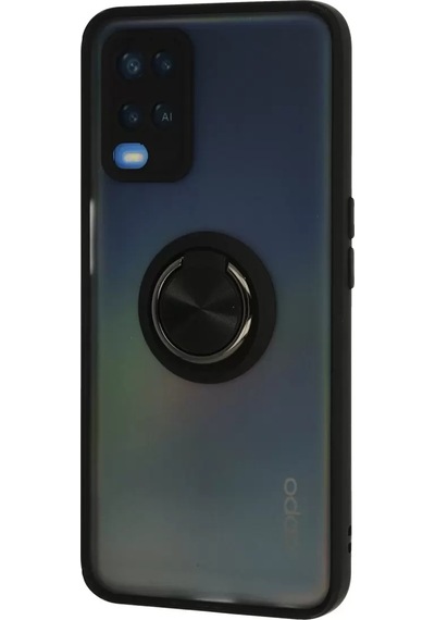Oppo A54 4g Kılıf Montreal Yüzüklü Silikon Kapak - Siyah -