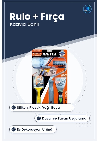 İç Mekan Boyama Seti Fırça Rulo Kazıyıcı Duvar Tavan Boya Uygulam