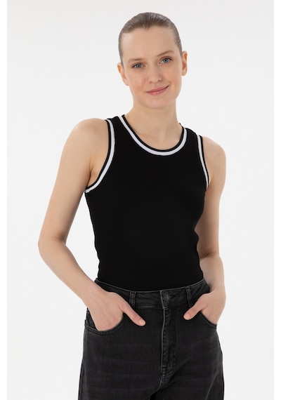 U.S. Polo Assn. Kadın Siyah Kolsuz Bisiklet Yaka Tişört 50305857-VR046