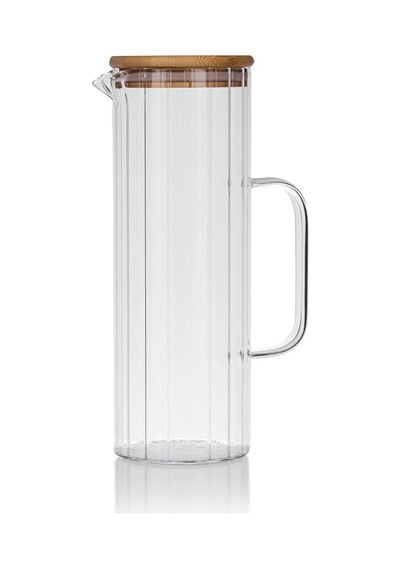 Deconox 1000ml Bambu Kapaklı Line Borosilikat Cam Yağlık Sürahi Şık, Dayanıklı Ve Sağlıklı Saklama Çözümü 8cm X 20cm Sku: Smg8690010535450 Açık Mavi