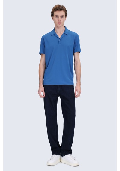 Hatemoğlu İndigo Regular Fit Apaş Yaka Tişört Indigo