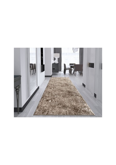 Plato Halı Parantez Saltanat Lüks Oturma Odası, Salon, Antre, Yıkanabilir Polyester Kaymaz Taban Acı Kahve Halı