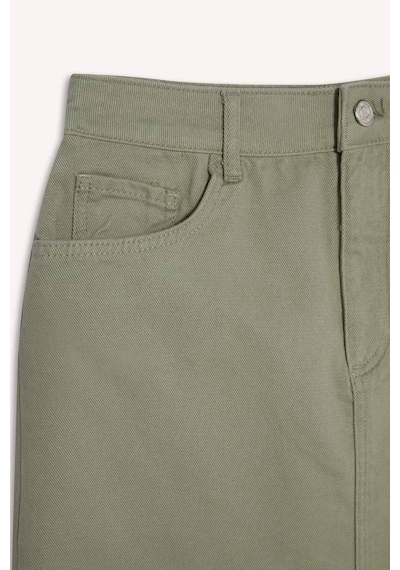 DeFacto Coool Normal Bel Gabardin Mini Etek E5346AX25SPGN497 Yeşil