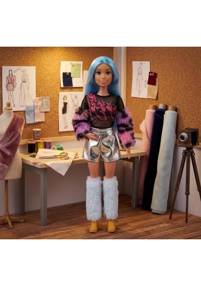 Anlily Moda Bebeği - Şık Tüylü Kabanlı Ve Trend Aksesuarlı Oyun Seti Moda İkonu Oyuncak Bebek