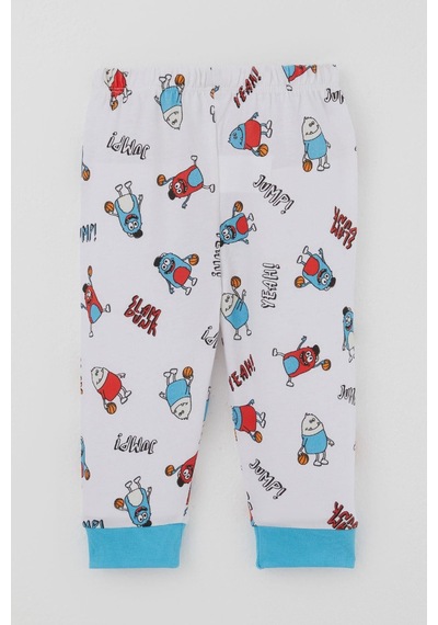 Breeze Erkek Bebek Pijama Takımı Omuzdan Patlı Mini Basket Yıldızı 4 Ay-1 Yaş, Beyaz