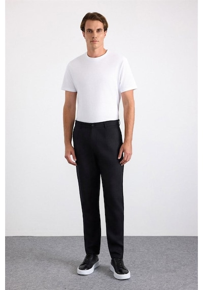 Süvari Siyah Smart Fit Düz Lastikli Jogger Pantolon Spn2020500013-s09