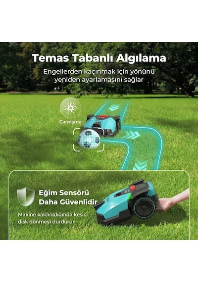 ISEE ROBOT IR500 Çim Biçme Robotu Kablosuz 500m² Büyük Bahçe Sınır Teli Gerektirmeyen Mobil Uygulama AI Kamera Sessiz