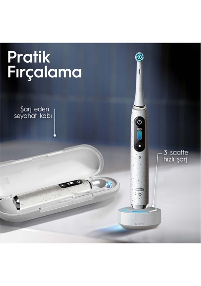 Oral-b Io 10 Şarjlı Diş Fırçası Stardust Beyaz Orta Sertlikte Fırça Kılı İle Ultrasonik Temizlik