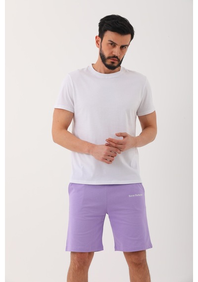Penyebizden Erkek Regular Fit Normal Kesim %100 Pamuklu Şort-lila