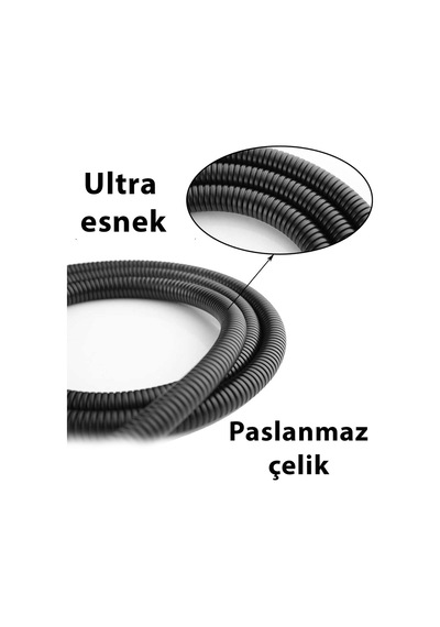 Duş Hortumu Siyah 1.5 Metre Aşınmaz Dayanıklı Duş Başlığı Hortumu Tepe Filtreli Duş Başlığı Batarya Diğer