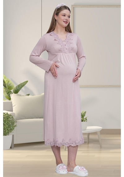Mecit Pijama Mecit 1512 Gül Kurusu Hamile Lohusa Gecelik