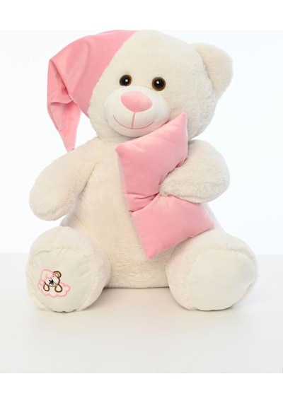 Pufu Toys Uyku Arkadaşım Yumuşak Yastık Peluş Ayıcık 65 Cm Pembe