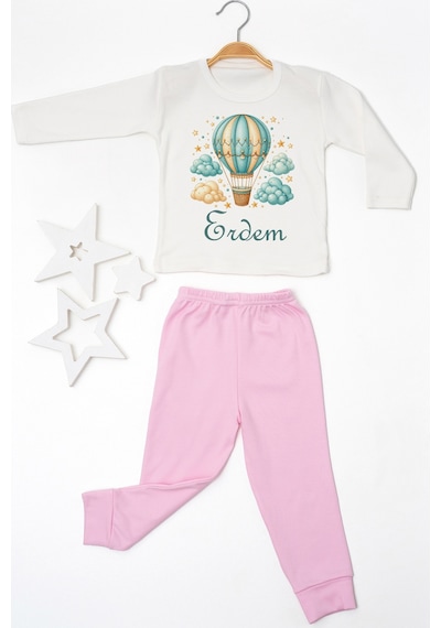 Pia Baby İsme Özel Erkek Çocuk 2 Adet Pijama Takımı %100 Pamuk Penye İsim Baskılı Kişiye Özel Kreş Pijaması Hediye Seti 10524p15pi Krem