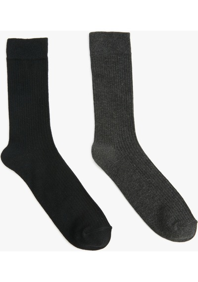 Koton Basic 2'li Soket Çorap Seti Çok Renkli Antrasit 4wam80406aa 4WAM80406AA931 Antrasit