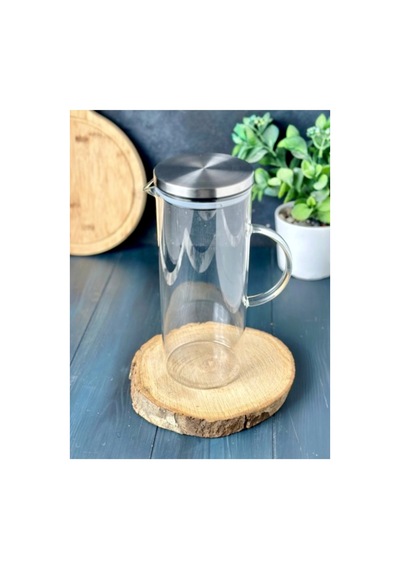 İnox Metal Kapaklı Borosilikat Cam 1500 Ml Sürahi Ateşe Isıya Dayanıklı Sürahi Şeffaf 598427690