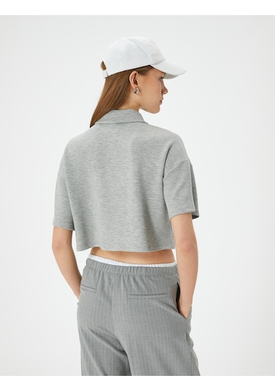 Koton Polo Yaka Tişört Crop Kısa Kollu Düğmeli Viskon Karışımlı Gri 4sak50597ek Gri Koton Polo Yaka Tişört Crop Kısa Kollu Düğmeli Viskon Karışımlı Gri 4sak50597ek Gri