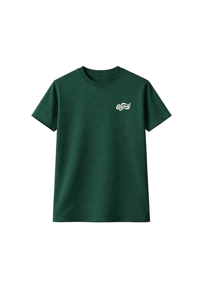 Unisex Bisiklet Yaka Original Yazılı Pamuklu Rahat Kalıp Baskılı Oversize T-shirt Yeşil
