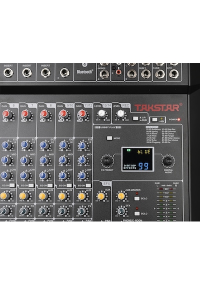 Takstar Em14 18 Kanallı 12 Mikrofon Girişli Efektli Analog Stüdyo Mixer