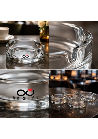 Logonuza Özel 10 Adet Bistro Cam Küllük 11 Cm Yuvarlak Kurumsal Promosyon Küllük