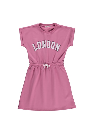 Civil Girls London Baskılı 10-13 Yaş Elbise - Pudra