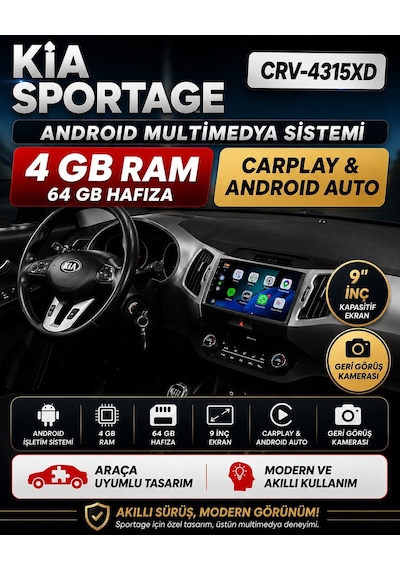 Kia Sportage Android Multimedya Sistemi 2011-2015 Crv-4315xr