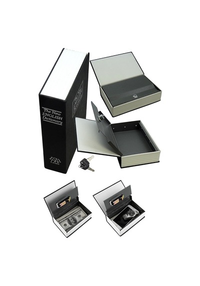Kitap Görünümlü Anahtarlı Çelik Mini Kasa Ev İçin Altın Takı Kutusu Kasa Kumbara Kilitli Sandık