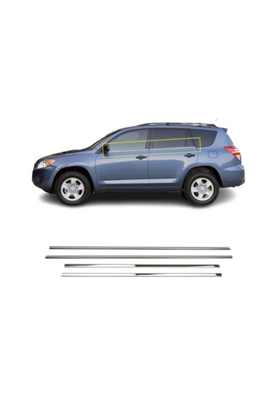 Toyota Uyumlu Rav4 Krom Cam Çıtası 4 Parça 2006-2012 Arası P.Çelik