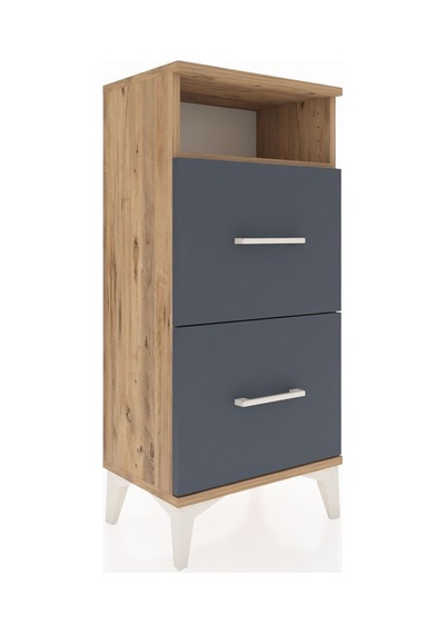 Arges Komodin Tek Raflı 2 Çekmeceli 44x30x96 Çam-antrasit Atlas Çam
