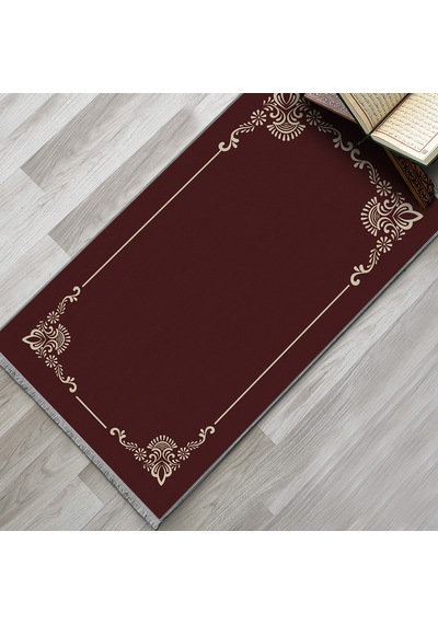 Evaşk Namazlık Dokuma Halı Kaymaz Muslumana Seccade80 x 130 Bordo EVASK806F66