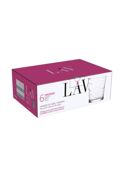 Lav Madrid Cam Meşrubat Bardağı 6'lı 295 ml (Su Bardağı )