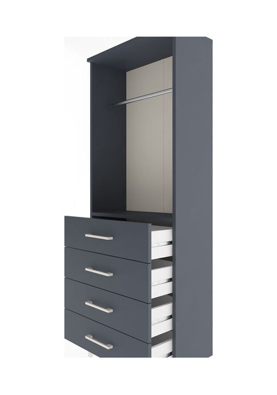 Arges Dolap Tek Raflı 4 Çekmeceli Tek Askılı 60x30x163 Antras... Antrasit
